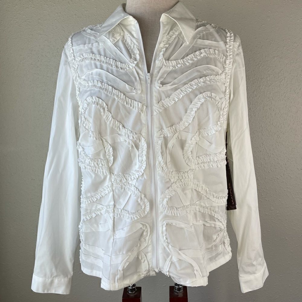 NWT Multiples White Full Zip Jacket Top